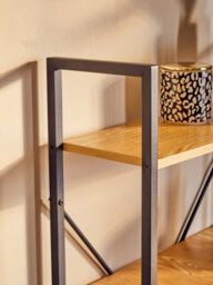 Orsina  Light Yellow Desk With Black Metal Frame And Shelves,shelf Unit With Open Frame Structure,ideal For Office - thumbnail 7