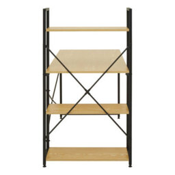 Orsina  Light Yellow Desk With Black Metal Frame And Shelves,shelf Unit With Open Frame Structure,ideal For Office - thumbnail 3