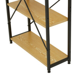 Orsina  Light Yellow Desk With Black Metal Frame And Shelves,shelf Unit With Open Frame Structure,ideal For Office - thumbnail 8