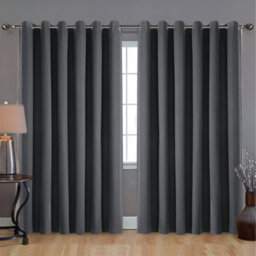 Bedlooms Charcoal Linen Curtain 100% Blackout Thermal Insulated Eyelet Curtain (Pair) 90 X 90 Inches With Tie Back Two - thumbnail 9