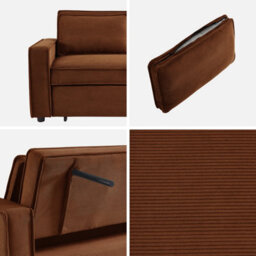 Sweeek - 3-Seater Corduroy Sofa Bed Chill Brown 172.5X91.5X88.5 Cm - thumbnail 8