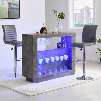 Furniture in Fashion Fiesta Concrete Effect Bar Table With 2 Ripple Grey Stools - image 1
