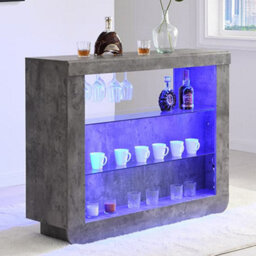 Furniture in Fashion Fiesta Concrete Effect Bar Table With 2 Ripple Grey Stools - thumbnail 2