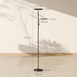 Homcom Floor Lamp For Living Room, Standing Lamp With 4 Scene Modes, Black - thumbnail 3