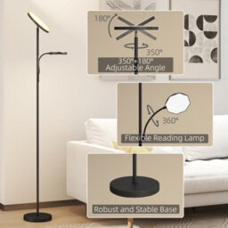 Homcom Floor Lamp For Living Room, Standing Lamp With 4 Scene Modes, Black - thumbnail 8
