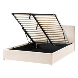 Beliani Ottoman Bed Velvet Dreux 140 X 200 Cm (Eu Double) Light Beige - thumbnail 1