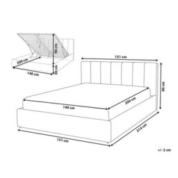 Beliani Ottoman Bed Velvet Dreux 140 X 200 Cm (Eu Double) Light Beige - thumbnail 3