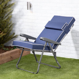 Alfresia Recliner Garden Chair, Charcoal Frame, Navy Blue Luxury Thick Foam Filling - thumbnail 3