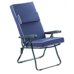 Alfresia Recliner Garden Chair, Charcoal Frame, Navy Blue Luxury Thick Foam Filling - thumbnail 1