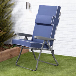 Alfresia Recliner Garden Chair, Charcoal Frame, Navy Blue Luxury Thick Foam Filling - thumbnail 2