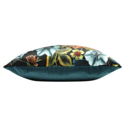 Evans Lichfield Midnight Garden Velvet Piped Feather Filled Cushion - thumbnail 3