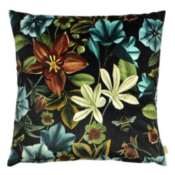 Evans Lichfield Midnight Garden Velvet Piped Feather Filled Cushion - thumbnail 1