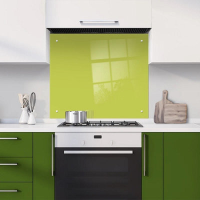 60 X 60Cm Lusious Lime Glass Kitchen Splashback Splatter Screen Pre Drilled Holes Wall Hanging Fixings Included - image 1