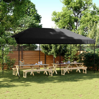 Walplus Foldable Party Tent Garden Gazebo Canopy Pop-Up Black 580X292X315 Cm - image 1