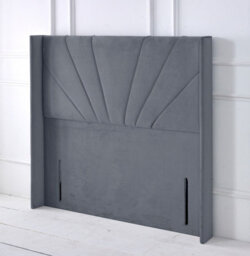"Slumbre Alexander Winged Plush Velvet 6Ft Super King 50"" Floor Standing Headboard - Grey"