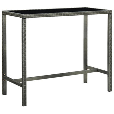 Walplus Garden Bar Table Grey 130X60X110 Cm Poly Rattan And Glass - image 1