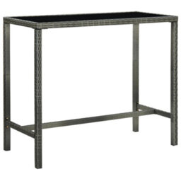 Walplus Garden Bar Table Grey 130X60X110 Cm Poly Rattan And Glass