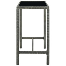 Walplus Garden Bar Table Grey 130X60X110 Cm Poly Rattan And Glass - thumbnail 3