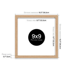 9X9 Oak Picture Frame (22.9 X 22.9Cm) Poster, Photo, Artwork, Gallery Wall Or Print - thumbnail 3