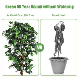 Costway 180Cm Ficus Tree Artificial Plant Decorative Plant Artificial Tree Houseplant - thumbnail 9