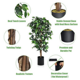 Costway 180Cm Ficus Tree Artificial Plant Decorative Plant Artificial Tree Houseplant - thumbnail 8