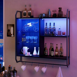 Rgb Light Gaming Storage Rack Wall Mounted Floating Adjustable Shelves Remote - thumbnail 3
