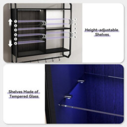 Rgb Light Gaming Storage Rack Wall Mounted Floating Adjustable Shelves Remote - thumbnail 4