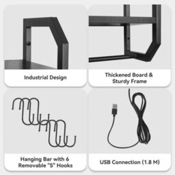 Rgb Light Gaming Storage Rack Wall Mounted Floating Adjustable Shelves Remote - thumbnail 6