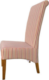 Dining Chair Set Of 4, Lined Fabric High Back Dining Chairs With Solid Oak Legs,load Capacity 120Kg, Fully Assembled - Beach Strip - thumbnail 7