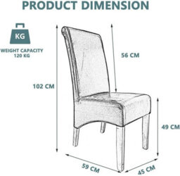 Dining Chair Set Of 4, Lined Fabric High Back Dining Chairs With Solid Oak Legs,load Capacity 120Kg, Fully Assembled - Beach Strip - thumbnail 2