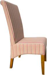 Dining Chair Set Of 4, Lined Fabric High Back Dining Chairs With Solid Oak Legs,load Capacity 120Kg, Fully Assembled - Beach Strip - thumbnail 5