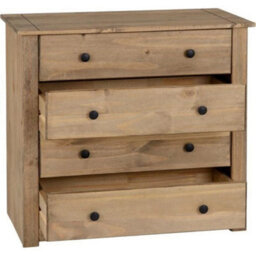 4 Drawer Chest Of Drawers Natural Mexican Waxed Pine Finish - thumbnail 2