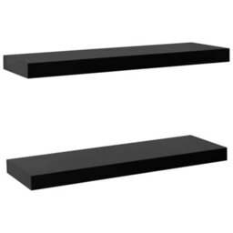 Berkfield Floating Wall Shelves 2 Pcs Black 60X20X3.8 Cm - thumbnail 2