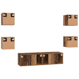 Berkfield Tv Cabinet Wall-Mounted 6 Pcs Old Wood Medium 120 X 30 X 30 Cm - thumbnail 9