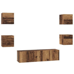 Berkfield Tv Cabinet Wall-Mounted 6 Pcs Old Wood Medium 120 X 30 X 30 Cm - thumbnail 2