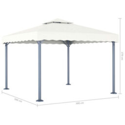 Berkfield Gazebo With Led String Lights 300X300 Cm Cream Aluminium - thumbnail 8