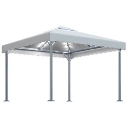 Berkfield Gazebo With Led String Lights 300X300 Cm Cream Aluminium - thumbnail 2
