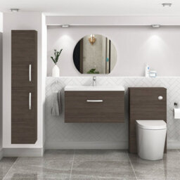 Royal Bathrooms Turin Grey Elm 800mm Wall Hung Vanity Unit 1 Drawer With Mid-Edge Basin Sink - thumbnail 4