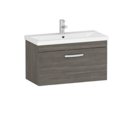 Royal Bathrooms Turin Grey Elm 800mm Wall Hung Vanity Unit 1 Drawer With Mid-Edge Basin Sink - thumbnail 6