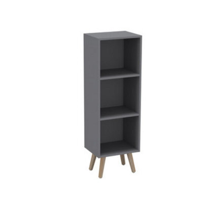 Urbn-Living Urbnliving 80Cm Height 3 Tier Grey Wooden Storage Cube Bookcase Scandinavian Style Pine Legs - image 1
