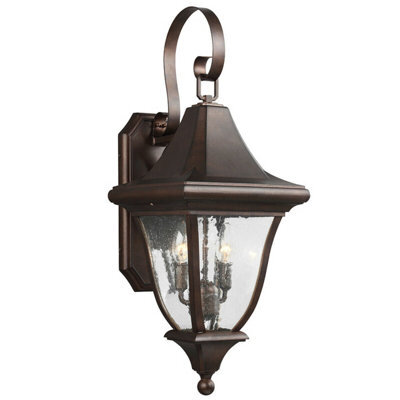 Stylish Outdoor Patina Bronze Twin Wall Light With Led E14 Bulbs