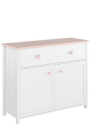 Arte Versatile Luna Sideboard Cabinet In White Matt And Pink With Shelf And Drawer - H900mm W1100mm D420mm - thumbnail 1