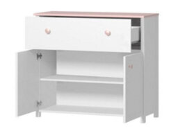 Arte Versatile Luna Sideboard Cabinet In White Matt And Pink With Shelf And Drawer - H900mm W1100mm D420mm - thumbnail 2