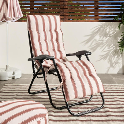 Ohs Stripe Gravity Chair Seat Cushion Outdoor Garden Water Resistant - Chocolate/cream - image 1