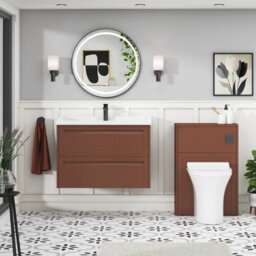 Royal Bathrooms Elmore 800mm Wall Hung 2 Drawer Bathroom Vanity Unit With Traditional Ceramic Basin Sink - Terracotta Clay - thumbnail 4