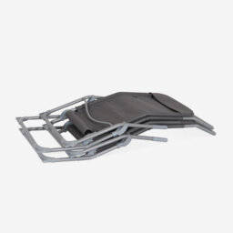 Sweeek. Set Of 4 Textilene Folding Sun Loungers With 2 Positions Levito X4 Anthracite 57X168X93 Cm - thumbnail 6