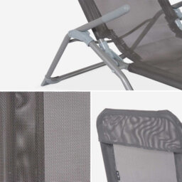 Sweeek. Set Of 4 Textilene Folding Sun Loungers With 2 Positions Levito X4 Anthracite 57X168X93 Cm - thumbnail 5