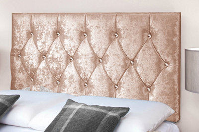 "Adore Designs Diamond Cut Crushed Velvet 6Ft Super King 20"" Headboard - Champagne"