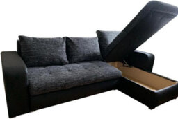 Rac3 Corner Sofa Bed With Storage - Premium Fabric, Universal Side (Black And Charcoal) - thumbnail 4