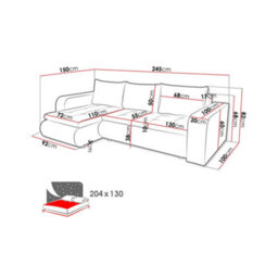 Rac3 Corner Sofa Bed With Storage - Premium Fabric, Universal Side (Black And Charcoal) - thumbnail 5